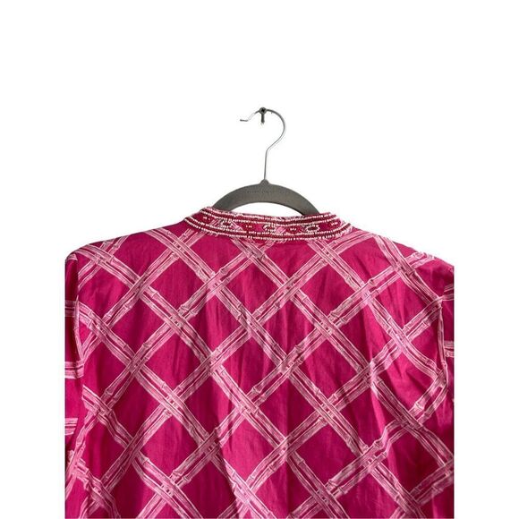 346 Brooks Brothers beaded embroidered tunic 3/4 sleeve women’s pink top S boho - Picture 5 of 7